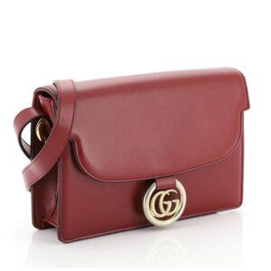 Gucci Torchon GG Ring Crossbody Bag Red Calfskin Leather Gold Hardware